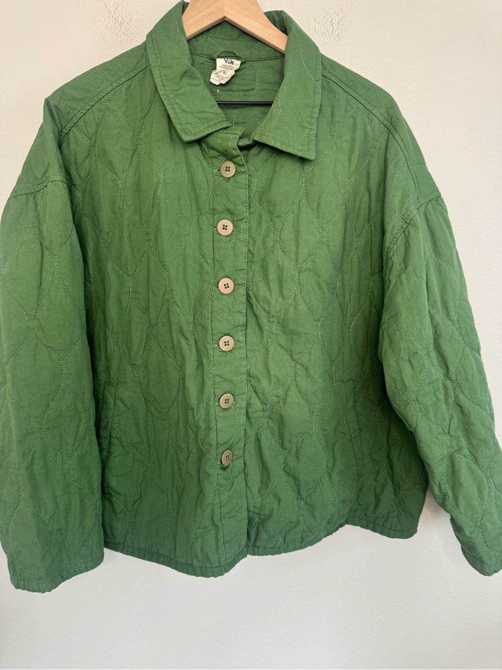Lucy & Yak Quilted Green Quilted Cotton Jacket Button Front Pockets XL